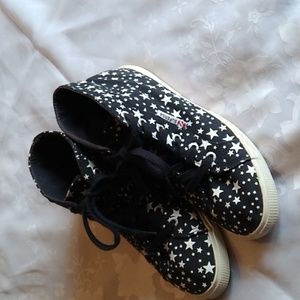 Superga Unisex high top canvas size 8 US women - 6.5 US men EU 39 black&white
